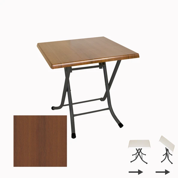 Klasik Katlanır Masa 80x80 cm - (Werzalit, Wermodin ve Allzalit Tabla) - Koyu Ahşap ürün görseli 1