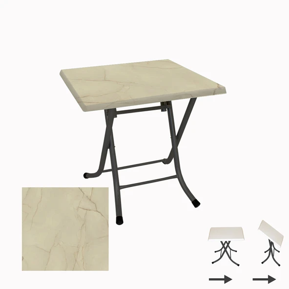 Klasik Katlanır Masa 70x70 cm - (Werzalit, Wermodin ve Allzalit Tabla) - Golden Marble ürün görseli 1