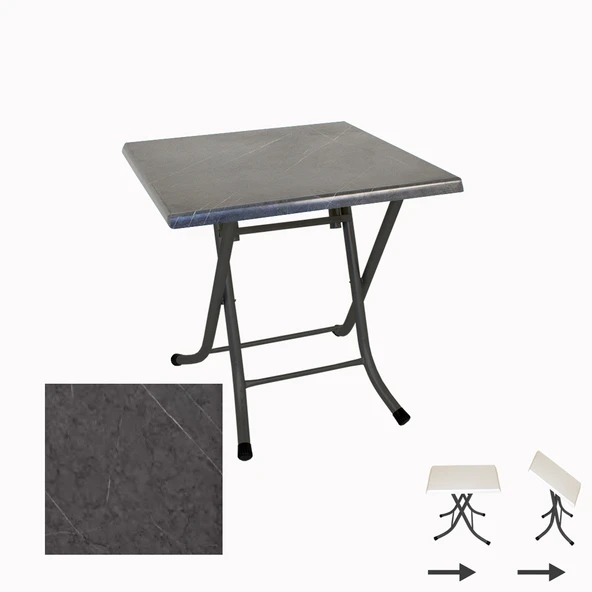 Klasik Katlanır Masa 80x80 cm - (Werzalit, Wermodin ve Allzalit Tabla) - Grey Marble ürün görseli 1