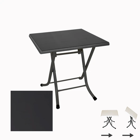 Klasik Katlanır Masa 80x80 cm - (Werzalit, Wermodin ve Allzalit Tabla) - Siyah ürün görseli 1