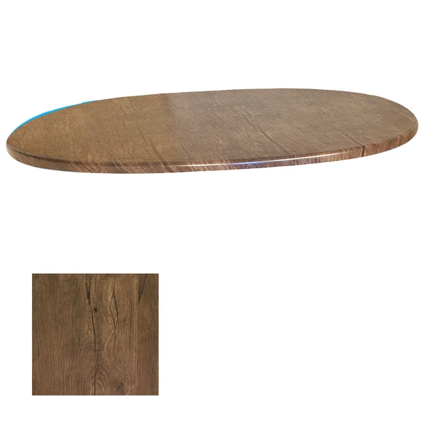 Werzalit veya Wermodin Masa Tablası Oval 94x146 - Rustik Dark ürün görseli 1