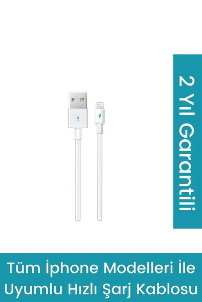 Iphone Şarj Kablosu Beyaz (iphone 13 - 12 - 11 - X-8-7-6 Destekleyen Şarj Kablosu ürün görseli 1