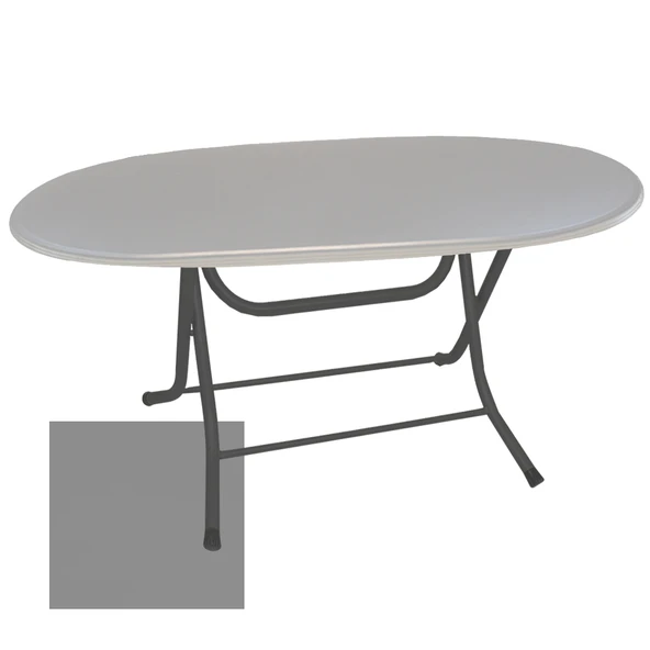 Klasik Katlanır Masa Oval (94x146 cm) - (Werzalit, Wermodin ve Allzalit Tabla) -  Koyu Gri ürün görseli 1