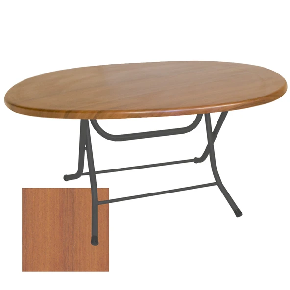 Klasik Katlanır Masa Oval (94x146 cm) - (Werzalit, Wermodin ve Allzalit Tabla) -  Koyu Ahşap ürün görseli 1