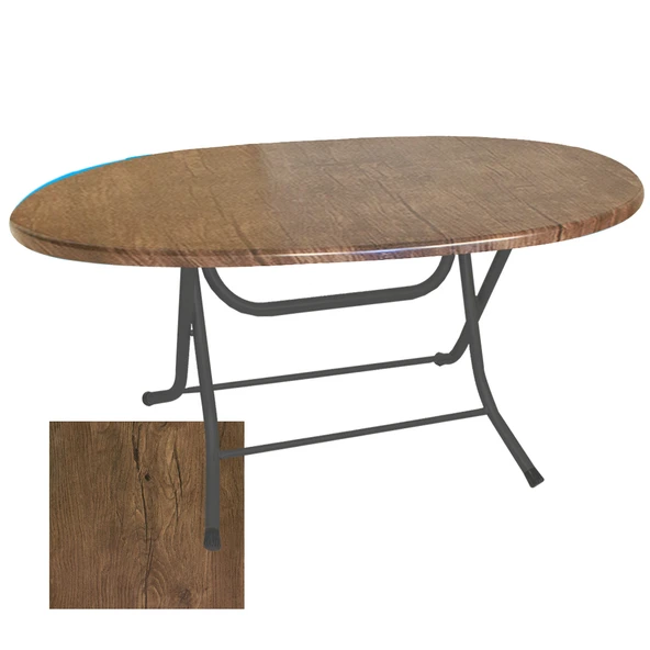 Klasik Katlanır Masa Oval (94x146 cm) - (Werzalit, Wermodin ve Allzalit Tabla) -  Rustik Dark ürün görseli 1
