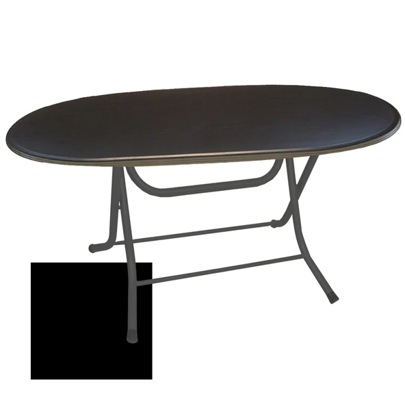 Klasik Katlanır Masa Oval (94x146 cm) - (Werzalit, Wermodin ve Allzalit Tabla) -  Siyah ürün görseli 1