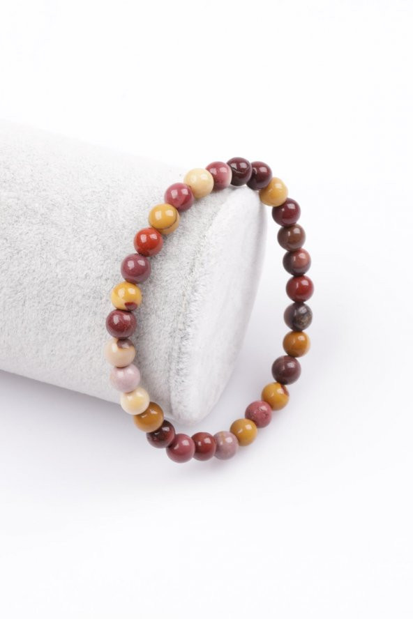 Mookaite Jasper Doğal Taş Bileklik 6 mm Küre Kesim ürün görseli 1