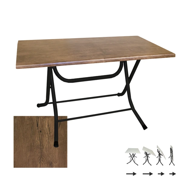 Klasik Katlanır Masa 80x140 cm - (Werzalit, Wermodin ve Allzalit Tabla) - Rustic Dark ürün görseli 1