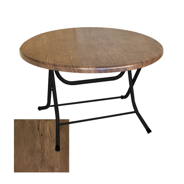 Klasik Katlanır Masa Yuvarlak (107 cm Çap) - (Werzalit, Wermodin ve Allzalit Tabla) - Rustik Dark ürün görseli 1