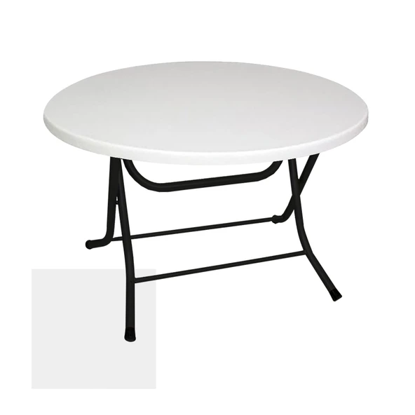 Klasik Katlanır Masa Yuvarlak (107 cm Çap) - (Werzalit, Wermodin ve Allzalit Tabla) - Beyaz ürün görseli 1