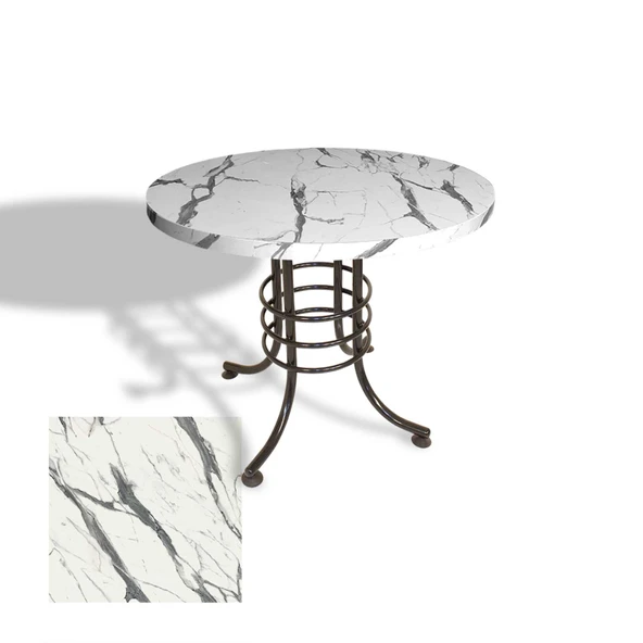 Buket Mega Laminat Yuvarlak Mutfak Masası Q100 - Afyon Marble ürün görseli 1