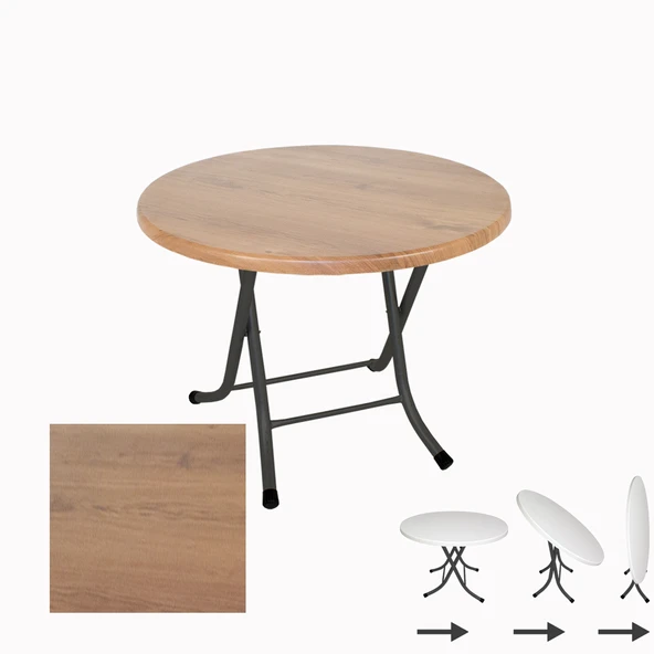 Klasik Katlanır Masa Yuvarlak (70 cm Çap) - (Werzalit, Wermodin ve Allzalit Tabla) - Novacento ürün görseli 1