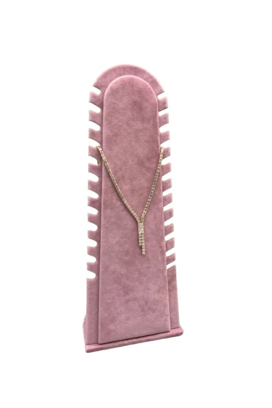 Riyad Model Süet Kumaş Pembe Renk 31/11 Cm Ayaklı Kolye-halhal Sergileme Standı ürün görseli 1