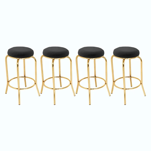 Bar Taburesi Gold (4 Adet) - Siyah ürün görseli 1
