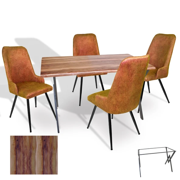 Anemon - Çırağan Masa Takımı (Werzalit, Allzalit, Vermodin Tabla 80x140) - (Indıana Wood - Kiremit) ürün görseli 1