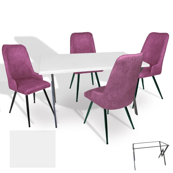 Anemon - Çırağan Masa Takımı (Werzalit, Allzalit, Vermodin Tabla 80x140) - (Beyaz - Mor) ürün görseli 1
