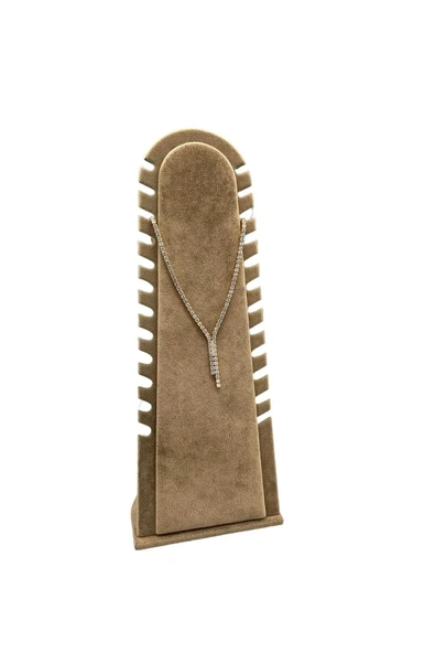Riyad Model Süet Kumaş Sütlü Kahve Renk 31/11 Cm Ayaklı Kolye-halhal Sergileme Standı ürün görseli 1