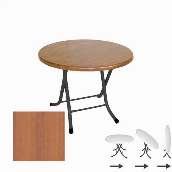 Klasik Katlanır Masa Yuvarlak (70 cm Çap) - (Werzalit, Wermodin ve Allzalit Tabla) - Koyu Ahşap ürün görseli 1