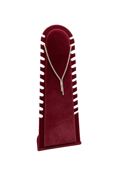 Riyad Model Süet Kumaş Bordo Renk 31/11 Cm Ayaklı Kolye-halhal Sergileme Standı ürün görseli 1