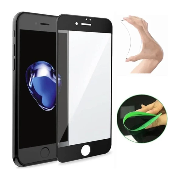 Apple iPhone 6s Ekran Koruyucu Seramik Nano Cam Esnek Tam Full Kaplayan Kırılmaz Siyah ürün görseli 1