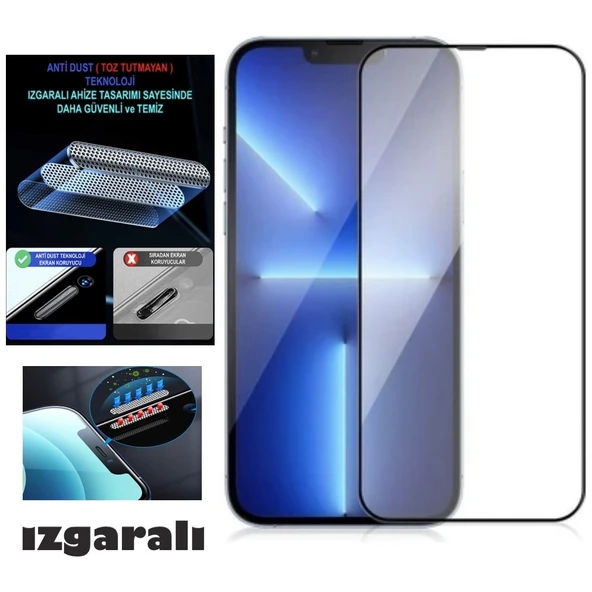 Iphone 11 Ekran Koruyucu Toz Filitreli Izgaralı Anti Dust Tam Kaplayan Kırılmaz Cam ürün görseli 1