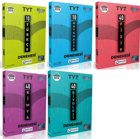 Oksijen Tyt Türkçe + Matematik + Fizik + Kimya + Biyoloji Denemesi Seti 5 Kitap ürün görseli 1