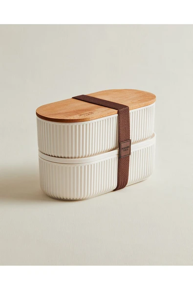 Magou 2'li Ahşap Kapaklı Lunch Box - 2x1000 ml ürün görseli 1