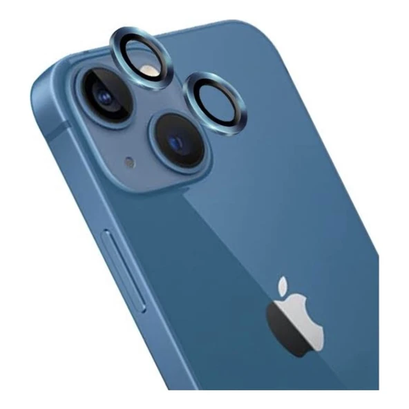 Iphone 14 Kamera Koruyucu Lens Mercek Metal Çerçeveli 2li Set Mavi Blue ürün görseli 1