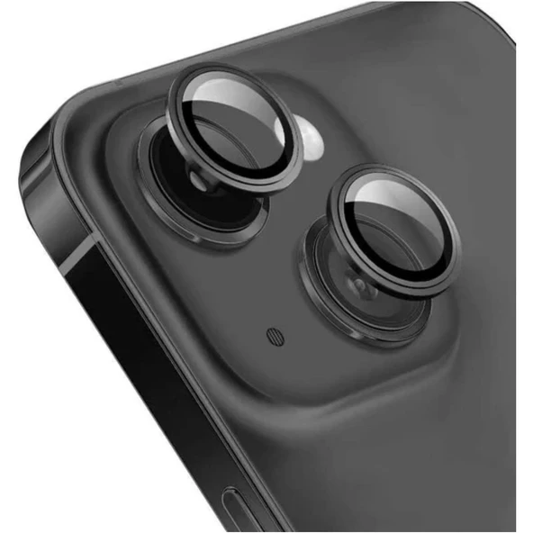 Iphone 14 Plus Kamera Koruyucu Lens Mercek Metal Çerçeveli 2li Set Siyah Black ürün görseli 1