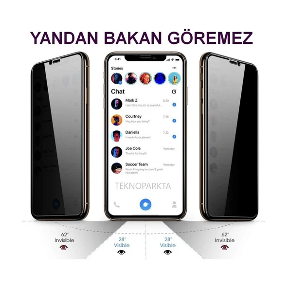 Iphone 14 Pro Hayalet Privacy Gizli Görünmez Tam Kaplayan Kırılmaz Cam Ekran Koruyucu ürün görseli 1