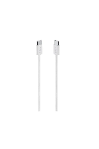 USB-C - USB-C 100cm 60W PD Örgü Hızlı Şarj/Data Kablosu Beyaz ürün görseli 1