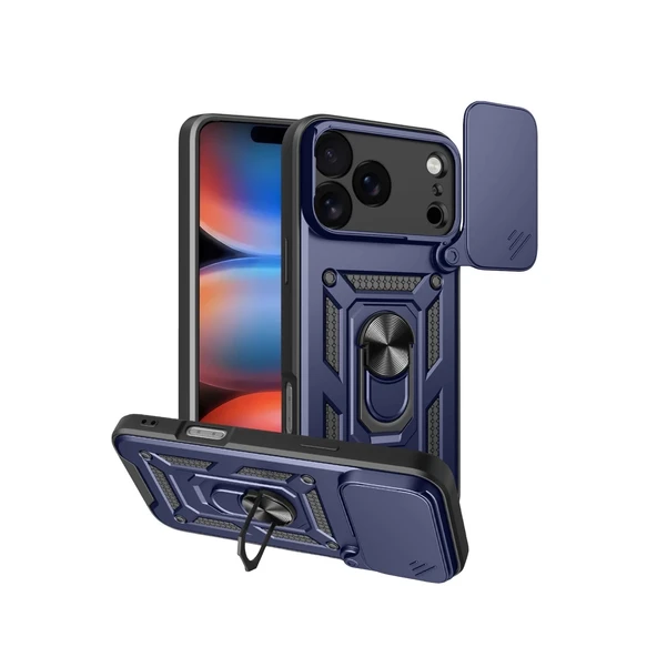 Apple İphone 17 Pro Pars Lens Yüzüklü Silikon - Lacivert ürün görseli 1