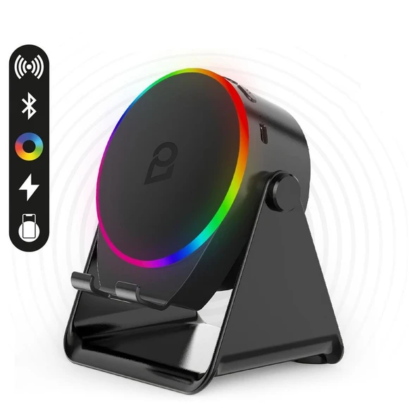 Enkado EKD-S10 5W İndüksiyonlu Bluetooth Hoparlör Ses Yükselten 2000Mah RGB Işıklı Standlı Speaker ürün görseli 1