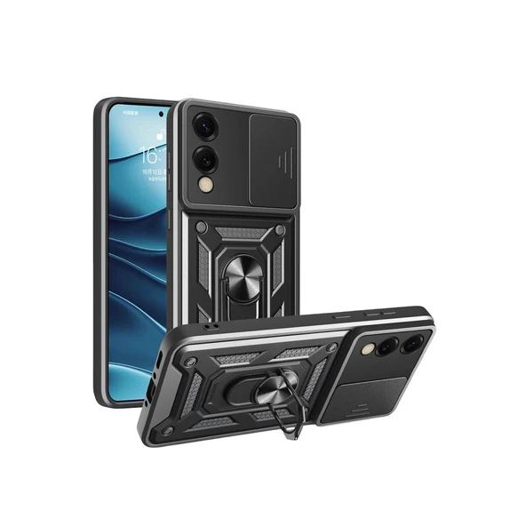 Samsung Galaxy S25 Edge Pars Lens Yüzüklü Silikon - Siyah ürün görseli 1