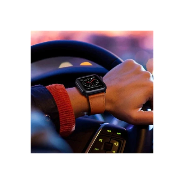 Apple Watch 38mm Kr415 Luaz Deri Kordon - Pembe - Resim 2