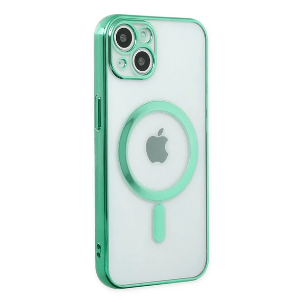 İphone 14 Plus Kılıf Magneticsafe Lazer Silikon - Haki Yeşil ürün görseli 1