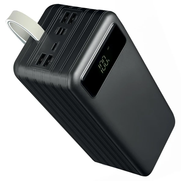Powerway TX80 80.000Mah Kablolu Dijital Göstergeli Gerçek Fener Işıklı Kamp Siyah Powerbank ürün görseli 1