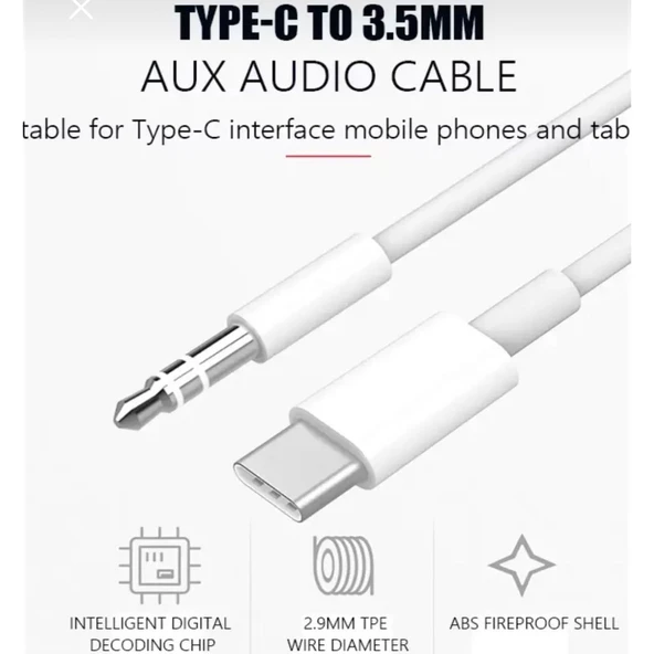 Iphone 15 Plus Aux Kablo Type C Örgü Hasır Dac Çipli Kablo - Resim 3