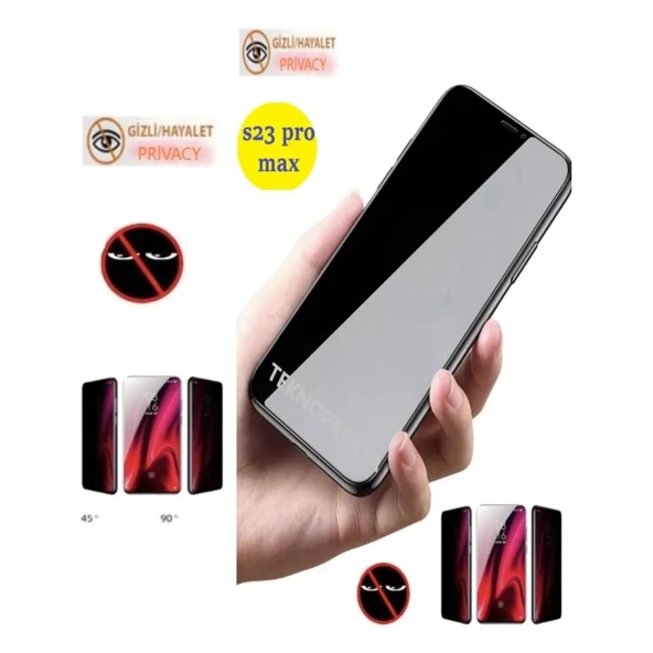 Reeder S23 Pro Max Hayalet Ekran Koruyucu Privacy Tam Kaplayan Kırılmaz Cam ürün görseli 1