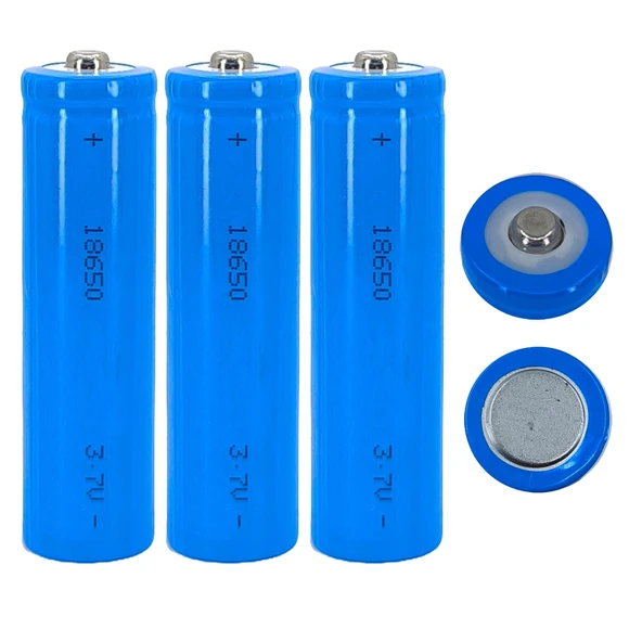 Hedyex 18650 Şarjlı Pil Çıkıntılı Başlıklı Fener Pili 3.7V Li-ion 3lü ürün görseli 1