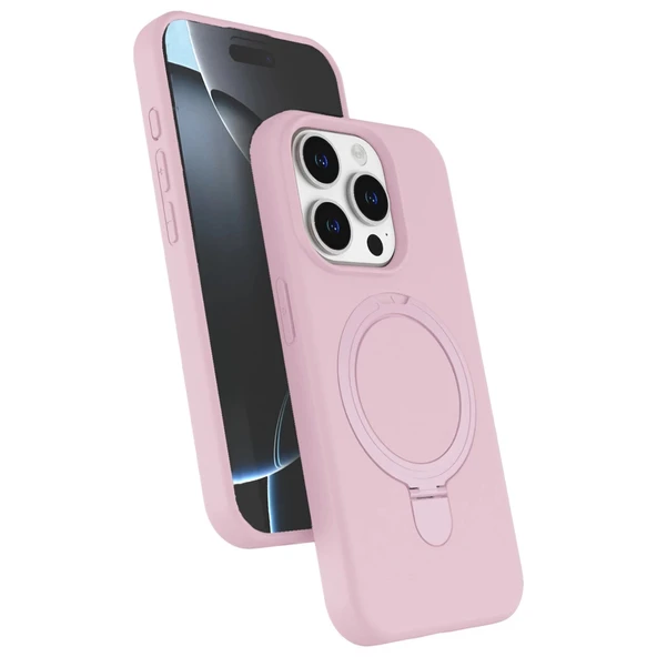 Apple İphone 15 Pro Max Regal Magsafe Standlı Kapak - Açık Pembe ürün görseli 1