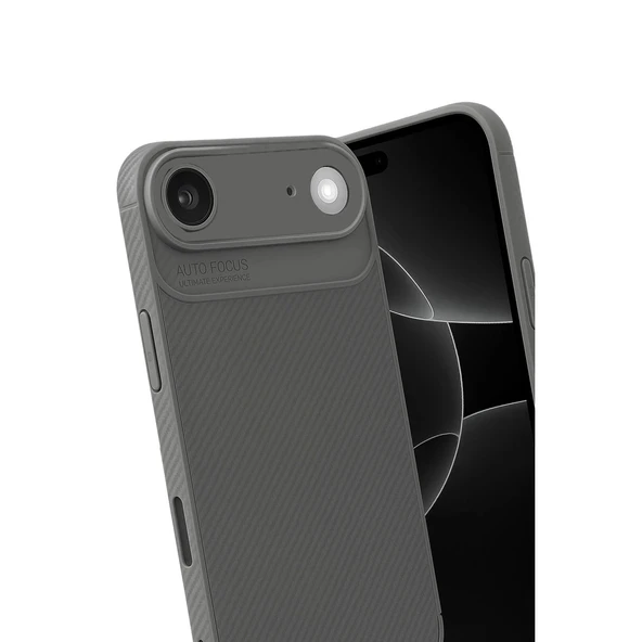 Apple İphone 17 Air Auto Focus Karbon Kapak - Gri - Resim 3