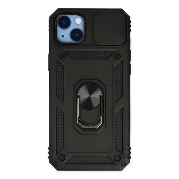 İphone 14 Plus Kılıf Pars Lens Yüzüklü Silikon - Siyah ürün görseli 1