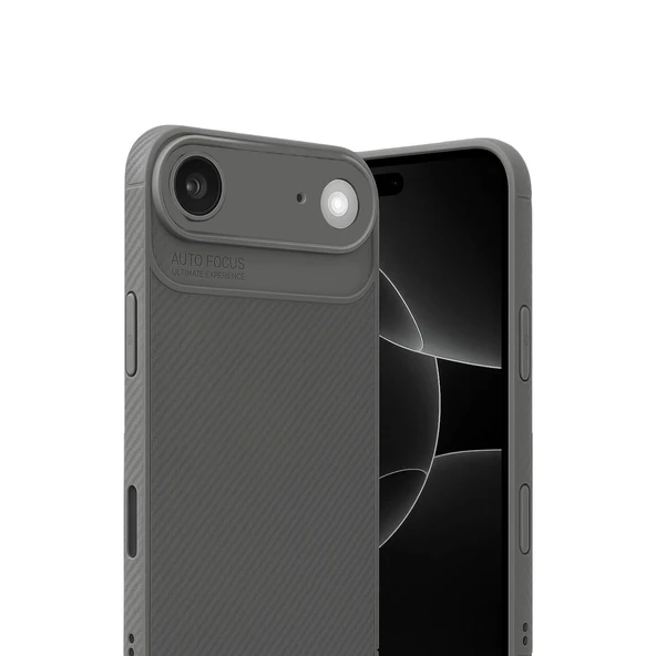 Apple İphone 17 Air Auto Focus Karbon Kapak - Gri - Resim 2
