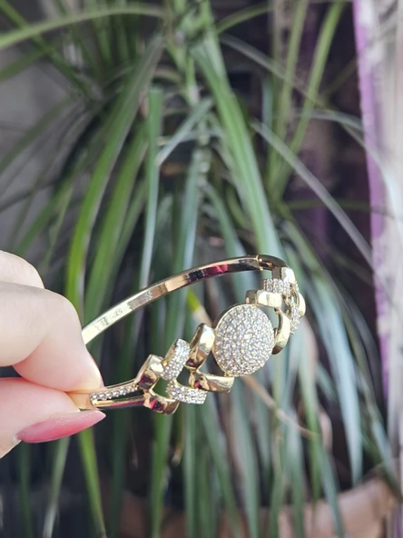 14K GOLD TEK TOP KELEPÇE - Resim 2