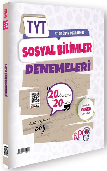 Prolig YKS TYT Sosyal Bilimler 20 Deneme Çözümlü Prolig Yayınları ürün görseli 1