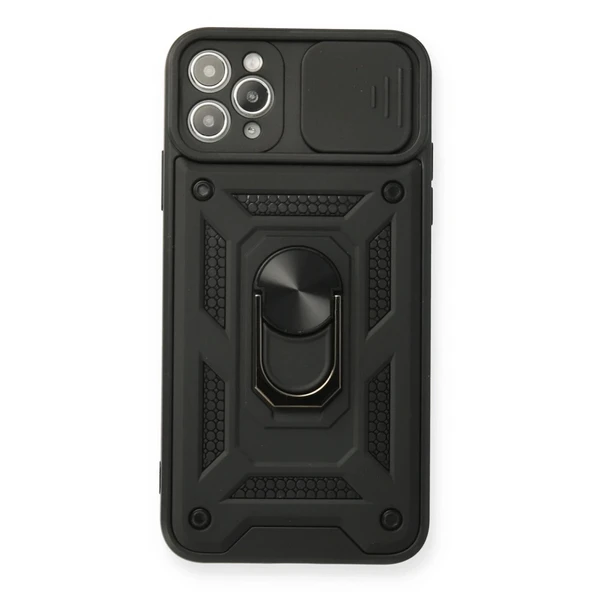 İphone 11 Pro Kılıf Pars Lens Yüzüklü Silikon - Siyah ürün görseli 1