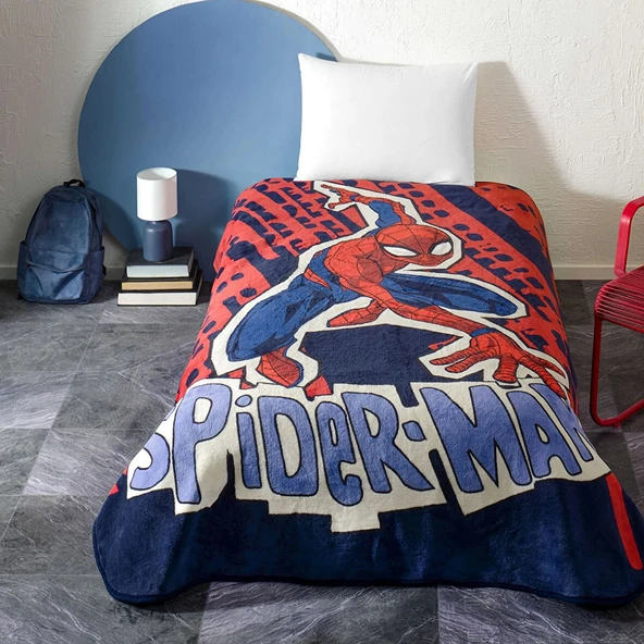 Taç Spiderman Block Lisanslı 160x220 cm Tek Kişilik Battaniye ürün görseli 1