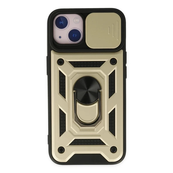 İphone 14 Kılıf Pars Lens Yüzüklü Silikon - Gold ürün görseli 1