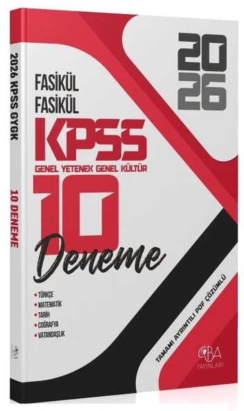 CBA Yayınları 2026 KPSS Genel Yetenek Genel Kültür 10 Deneme Fasikül Çözümlü CBA Yayınları ürün görseli 1